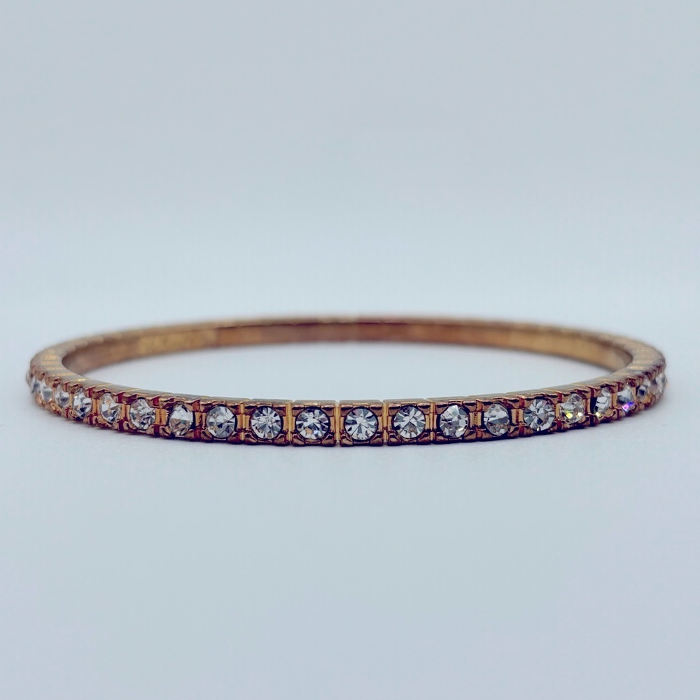 Elegant Gold-toned Bangle Bracelet with Sparkling Stones Graziano